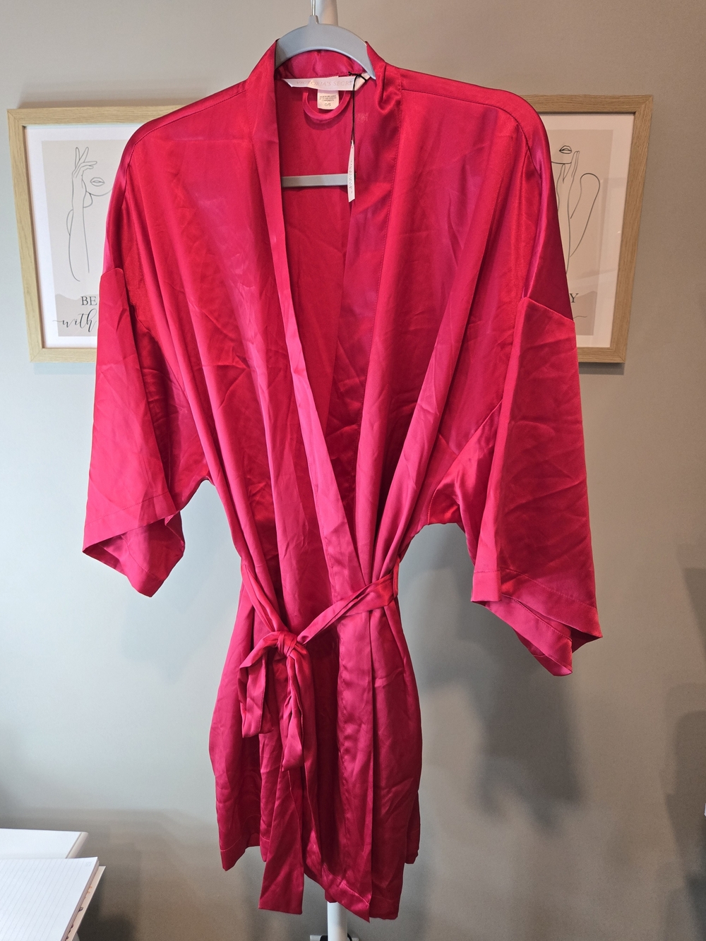 Victoria's Secret Satin Kimono Robe in Hot Pink